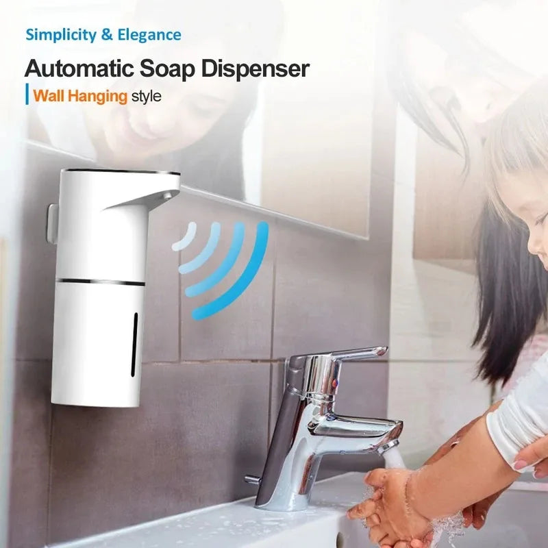 2026 Nuevos dispensadores automáticos de jabón en espuma para baño, máquina inteligente de lavado de manos con carga USB, material ABS blanco de alta calidad