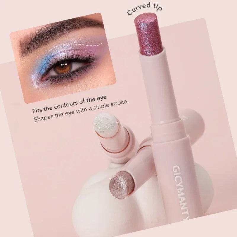 Jelly Eyeshadow Stick Holographic Pearl Shimmer and Delicate Glitter for Eye Brightening Long-Lasting Eyeshadow Highlight Stick