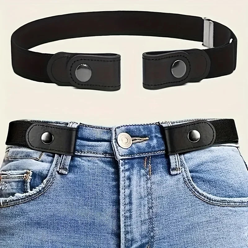 1Pc No Buckle Elastic Waist Belt, Stretch Adjustable Belt For Jeans Dresses, Invisible Comfort Belt For Women'S Men, Belts