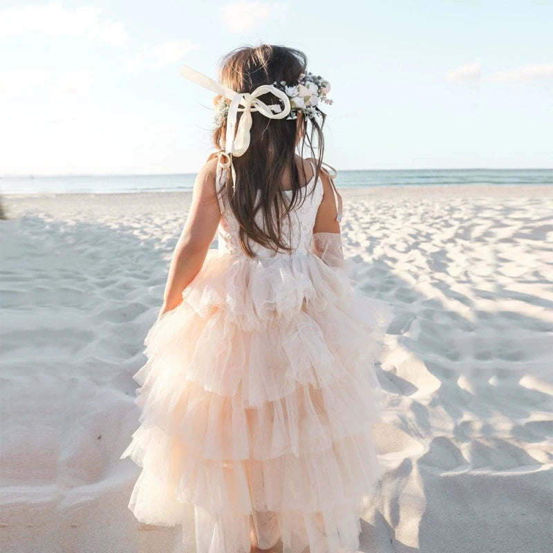 2025 Summer New Girls TUTU Dress Girls Princess Dress Girls Mesh Patchwork Cake Dress Children Clothing