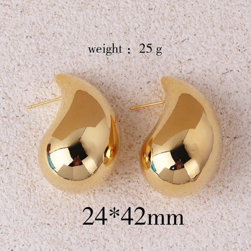 Teardrop Earrings Gold Tone Chunky Waterdrop Design For Women Fashion Jewelry 2024 Trend