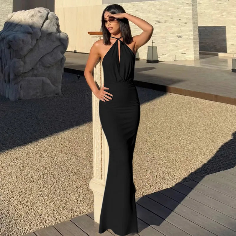 Women's Elegant Sleeveless Backless Maxi Dress