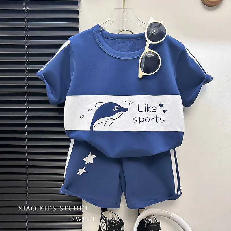 Children's Summer 2-Piece Cotton T-Shirt and Shorts Set - Unisex