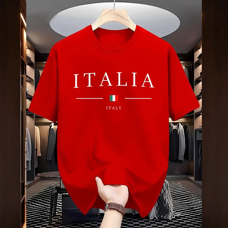 Italy Fashion T-Shirts For Men High Quality 100% Cotton O-Neck Short Sleeved Summer Daily Casual Sports Cool Tees City Vibe Tops