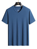 Plus Size 7XL 8XL 9XL Summer V-Neck T-shirts For Men Ice Silk Cooling Quick-dry Breathable Men's Short-sleeved T Shirts