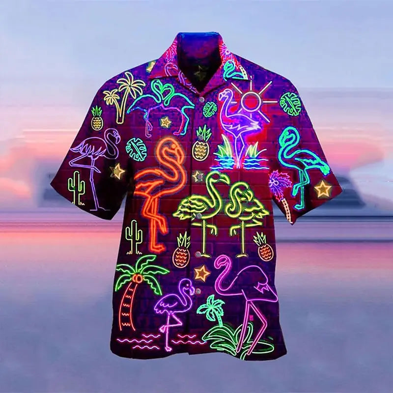 Men's Hawaiian Casual Shirt - Short Sleeve 3D Print Fluorescent