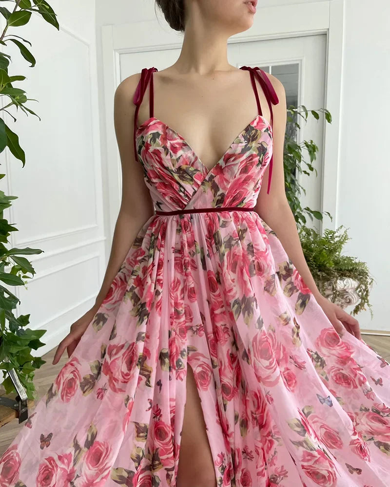2024 New Vintage Printed Long Dress Sexy Tank Dress Beach Casual Vacation For Women Fashionable Sleeveless Design