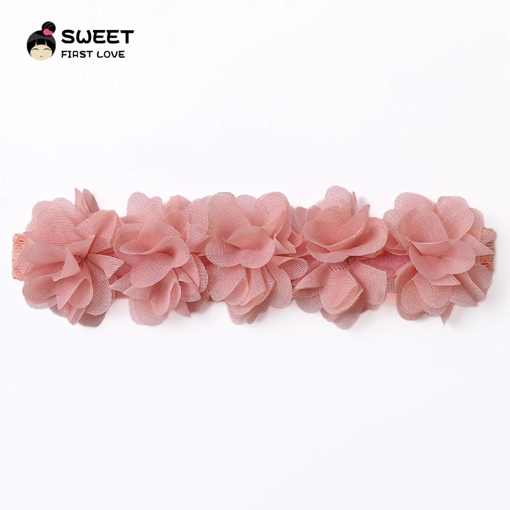 Pink Baby Flower Headband Pink Chiffon Hair Bands Handmade Diy Headwear Hair Accessories For Kids Children Newborn Toddler
