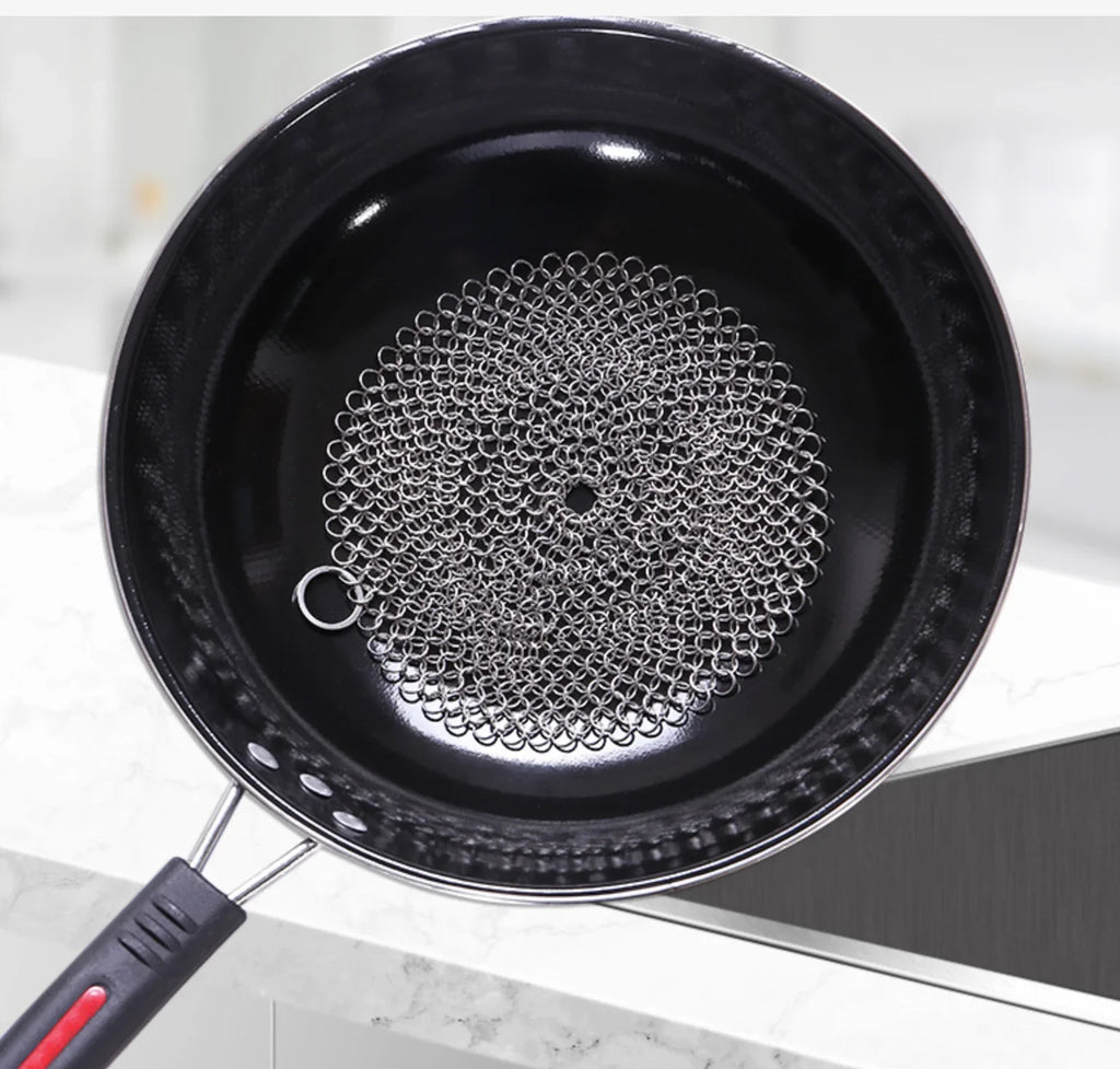 Stainless Steel Chainmail Cast Iron Pot and Pan Cleaner Scrubber