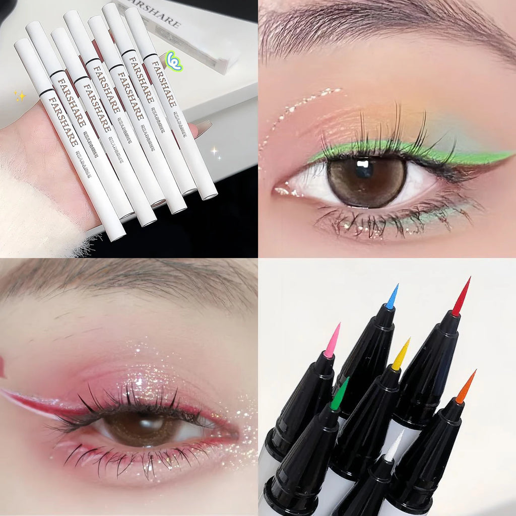 Ultra-thin Waterproof Eye Liner Matte Berry Red Liquid Eyeliner Black White Eyeliner Pen Easy To Color Colorful Lying Silkworm