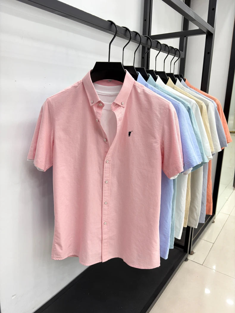 100% pure cotton short sleeve shirt summer new breathable men's T-shirt designer brand Paul Pony embroidery business casual top
