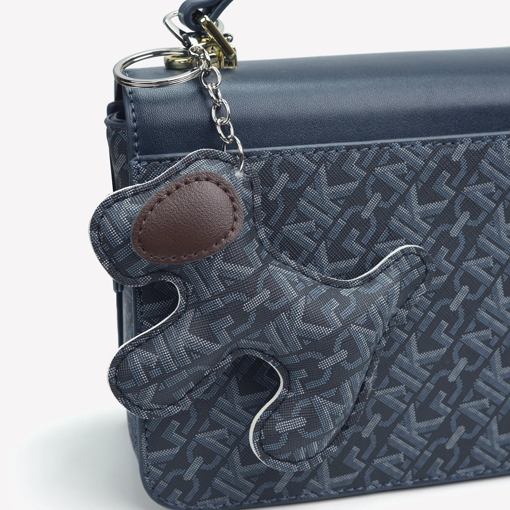 MKF Retro floral patchwork leather flap bag, women's square metal snap closure crossbody bag