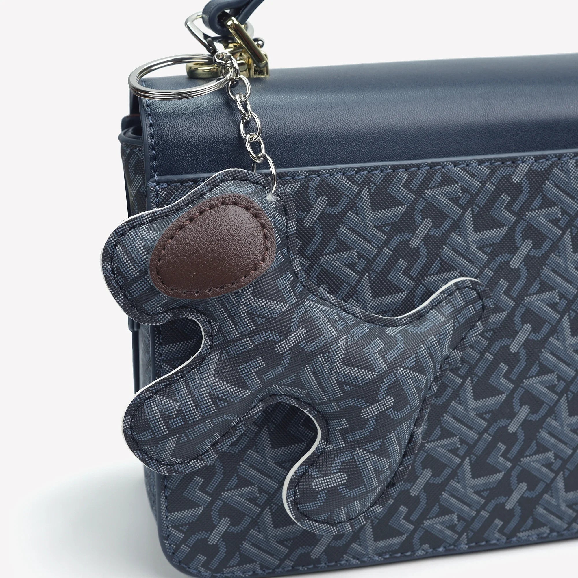 MKF Retro floral patchwork leather flap bag, women's square metal snap closure crossbody bag