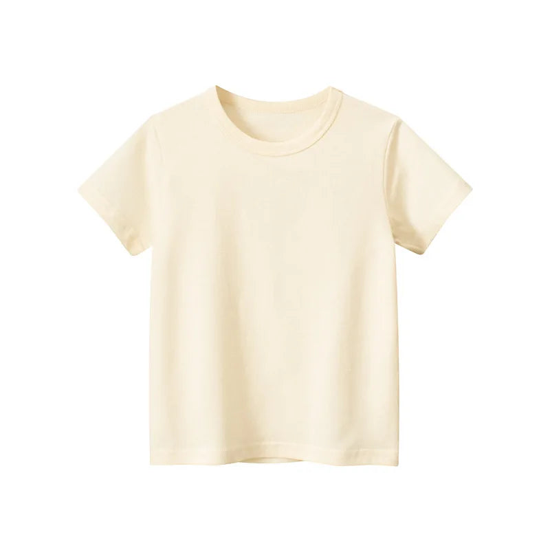Kids Solid 100% Cotton Short Sleeve T-Shirt – Unisex, Ages 1-9Y