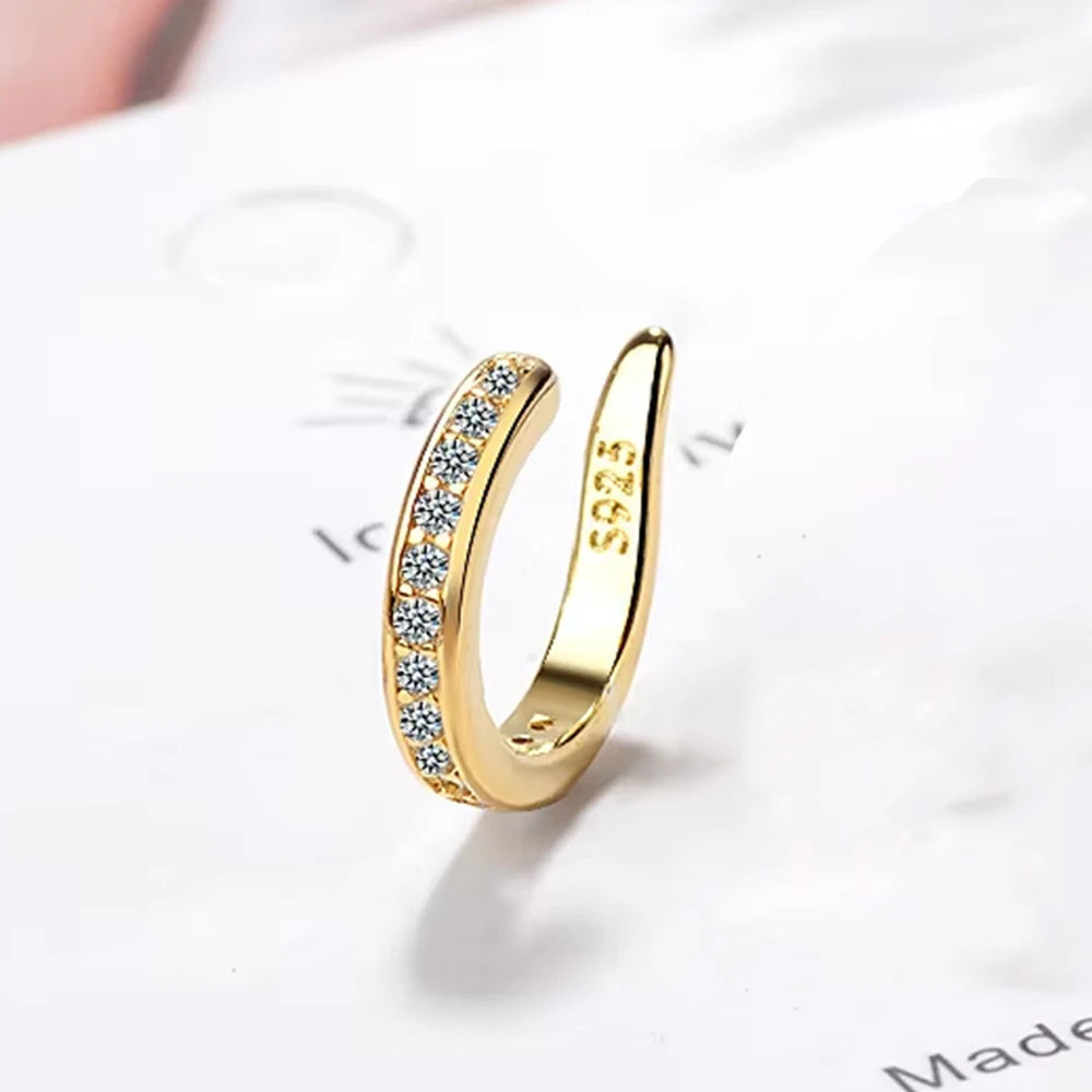 Pendientes de circonita brillante delicados de clip en forma de corazón para mujer, sin perforación, joyería de cartílago falso