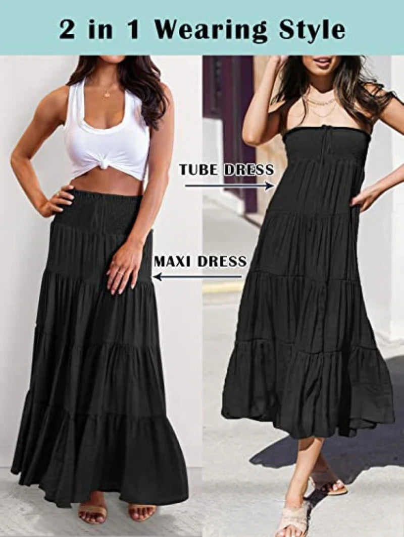 Summer High Waisted Maxi Skirts Women Clothing Fashion Ropa Mujer Faldas Casual Bohemian Long Skirt Saias Harajuku Streetwear