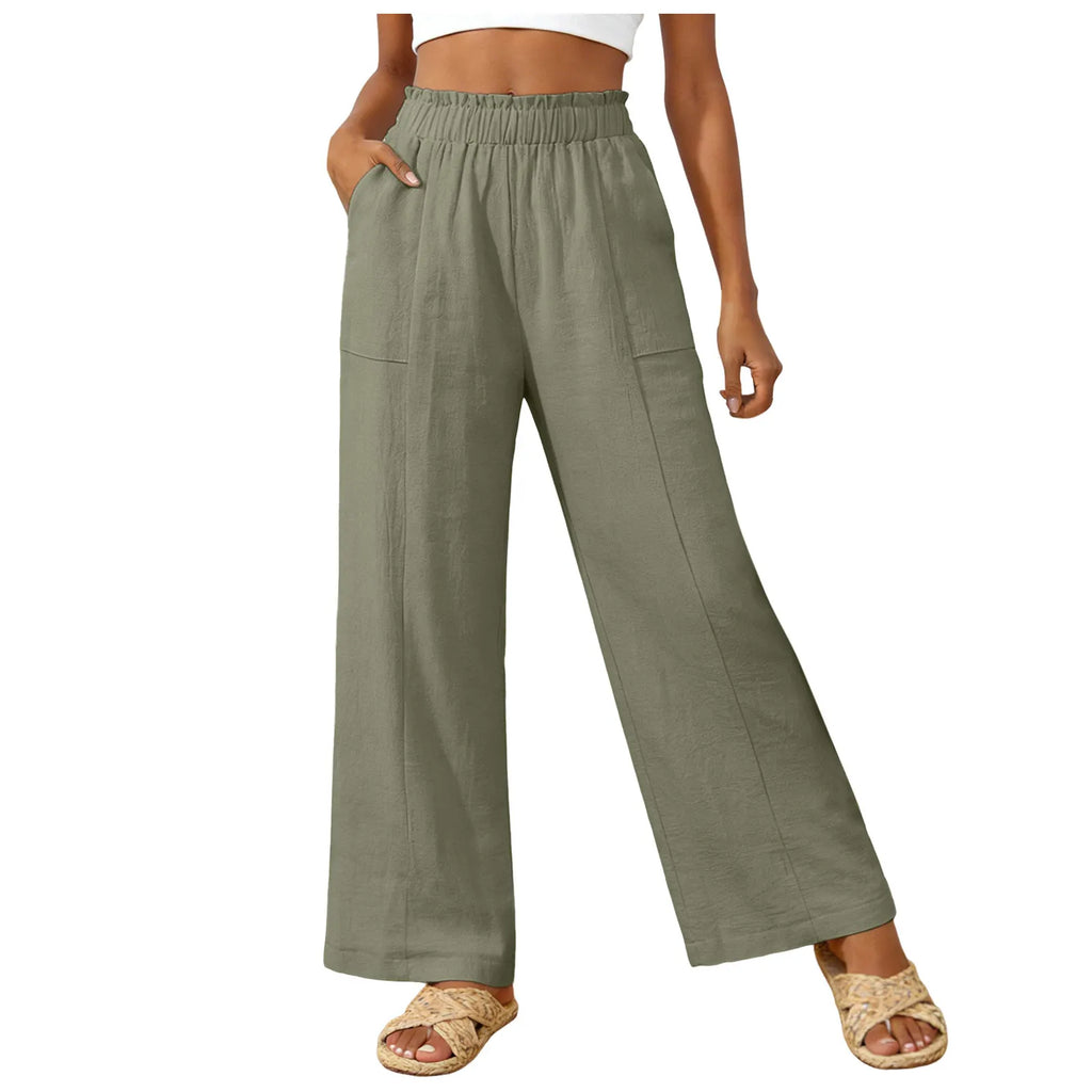 Women's Wide Leg Pants High Waist Loose Casual Trousers with Pockets