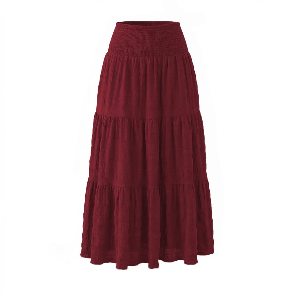 New In 2026 Women's Spring Summer Casual Long Skirts Female Elasticity High Waist Solid Color Maxi Skirt