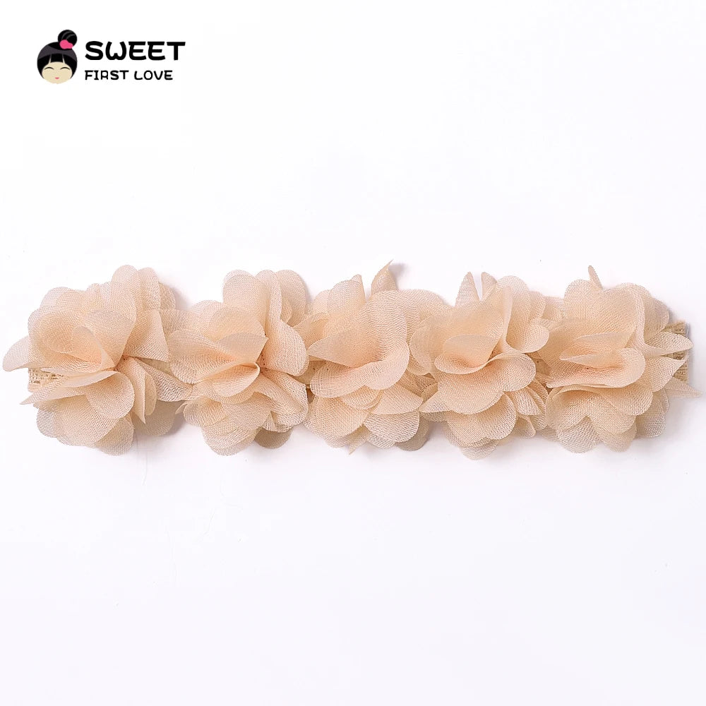 Pink Baby Flower Headband Pink Chiffon Hair Bands Handmade Diy Headwear Hair Accessories For Kids Children Newborn Toddler