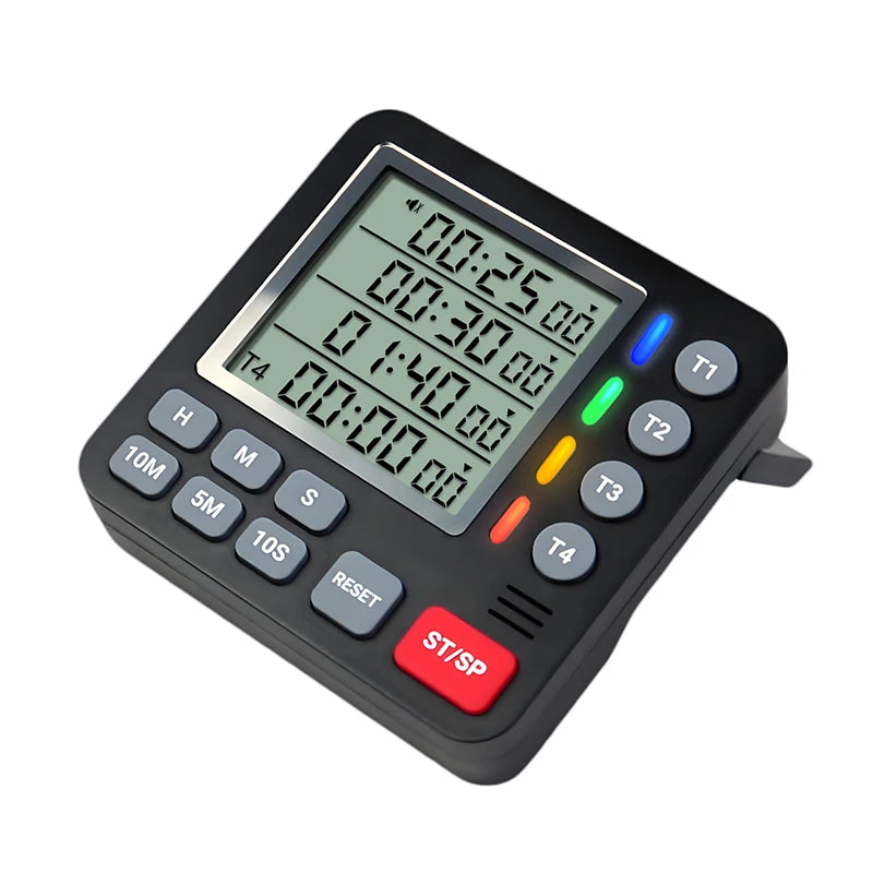 Temporizador magnético de cocina de 4 canales, cuatro conjuntos de temporización, gran pantalla LCD, temporizador digital de cuenta regresiva para cocina, accesorios para el hogar y la cocina