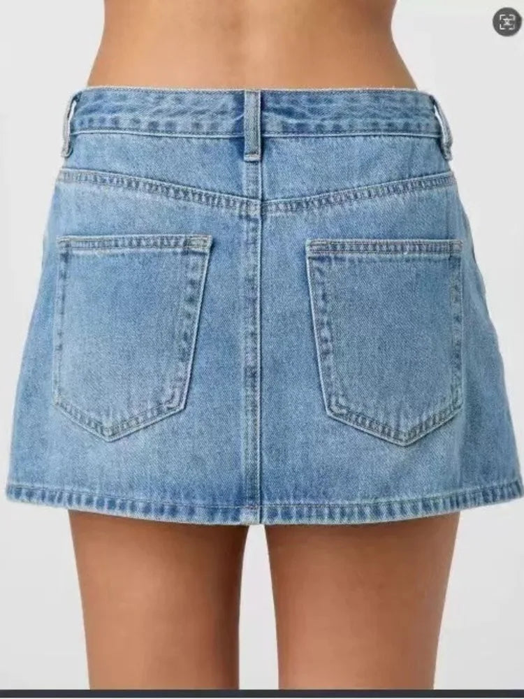 New 2026 Summer Women's Elastic Slim-fit  Denim Short Skirt  Female Fashion Casual Mid Waist Jeanse Skirt