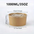 10/20PCS Kraft Paper Round Bowls Disposable Lunch Bento Bowls with Lids Meal Prep Salad Noodles Bowls Party Fries Fast Box