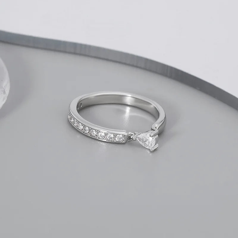 Xiyanike Niche Waterdrop Zircon Cuff Finger Rings For Women'S Girl Fashion New Jewelry Friend Wedding Anillos Mujer