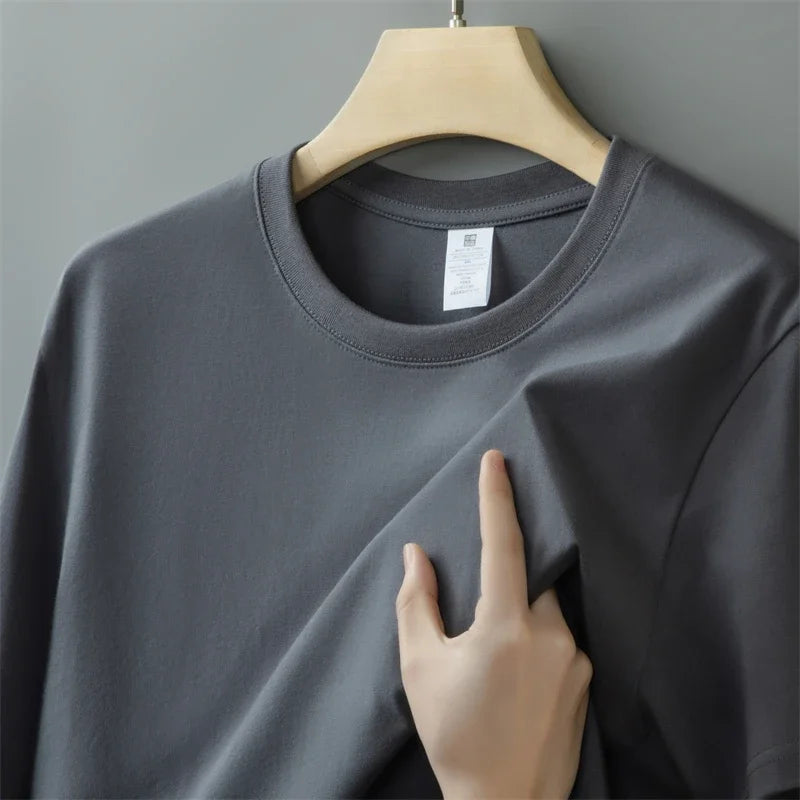 Men's Oversized Cotton T-Shirt - Short Sleeve Casual Crew Neck Top