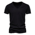 New 100% Cotton Men T Shirt Tops V Neck Thin Short Sleeve Tees High Quality Men's Fashion Fitness Hot T-shirt For Men Size S-5XL