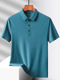 2024 Summer New High-End Mesh Ice Silk Short-Sleeved T-Shirt Men's Shirt Collar Purple Khaki Green Solid Color Slip Polo