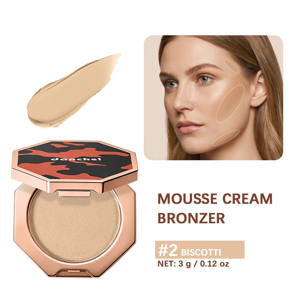Cream Mousse Contour Bronzer Soft Blend Matte Sculpt Shading Sweat-Resistant Long Wear Natural Even Tone Facial Makeup Cosmetic
