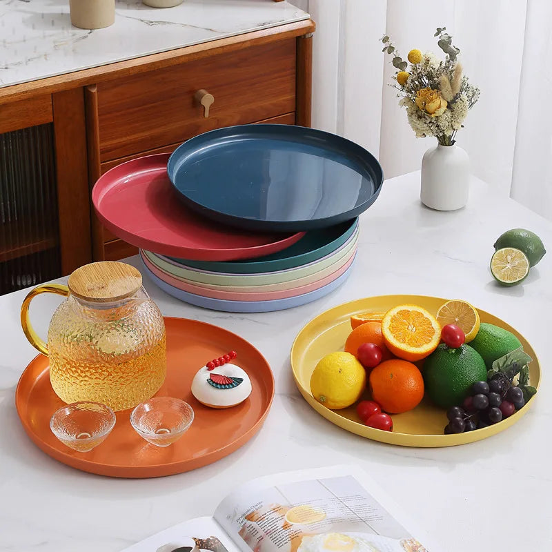 1/4/6PCS Nordic Wheat Straw Plate Fruit Plate Vegetable Plate Plastic Bone Spitting Plate Dry Fruit Plate Tableware Large Plate