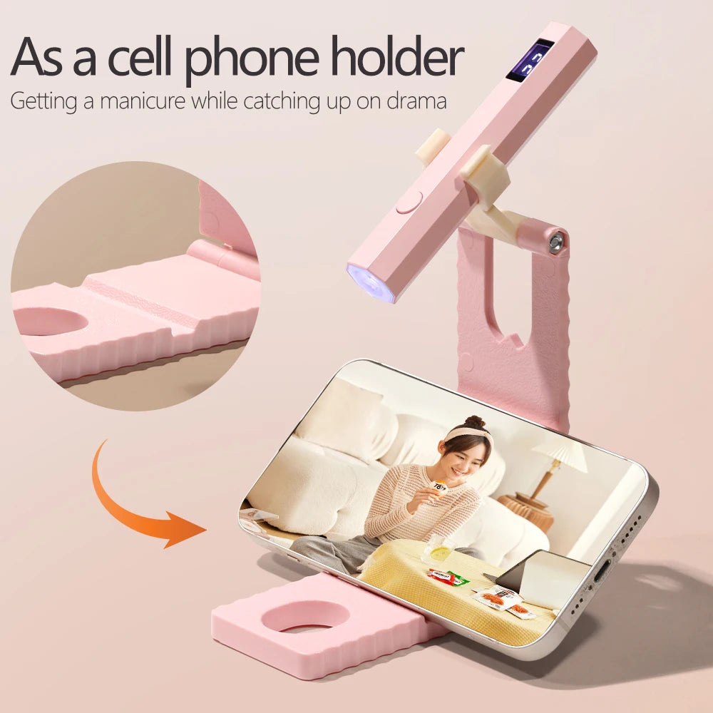 YIKOOLIN Portable Rechargeable UV LED Nail Dryer Mini Gel Polish Curing Lamp 2 Timing Modes USB Charging Manicure Tool Home Use