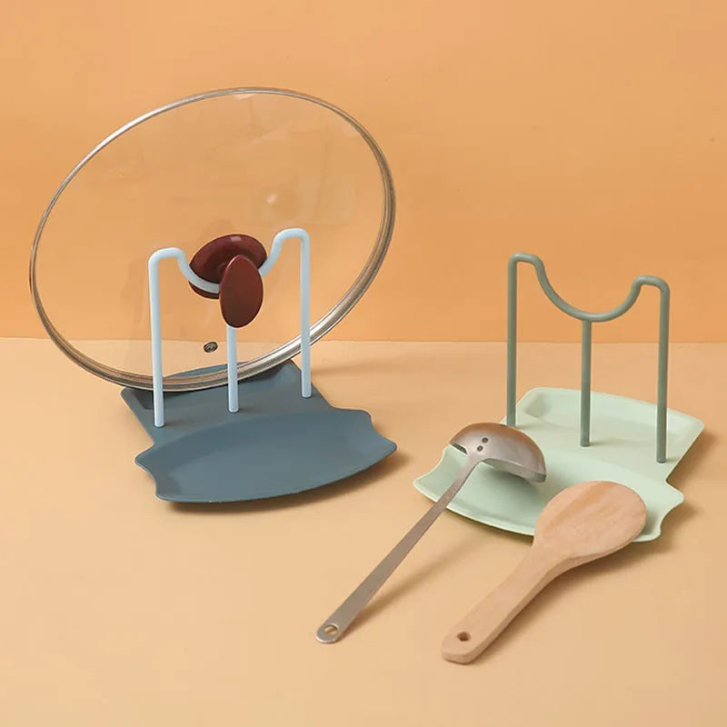 Organizador de cocina, soporte para tapas de ollas, estante para secar sartenes, soporte de encimera sin perforaciones para cucharas, accesorios para el hogar