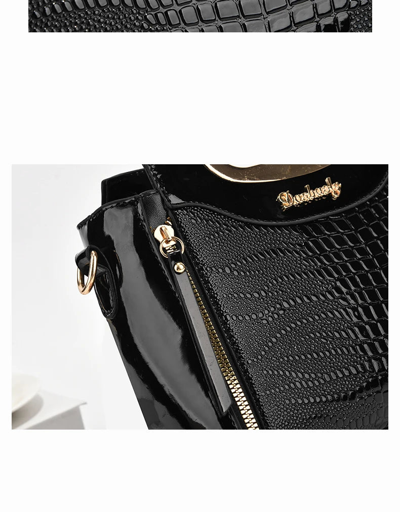 Stylish senior crocodile print women's handbag, temperament all large capacity single shoulder crossbody bag