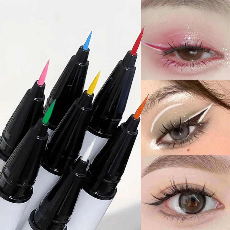 Ultra-thin Waterproof Eye Liner Matte Berry Red Liquid Eyeliner Black White Eyeliner Pen Easy To Color Colorful Lying Silkworm