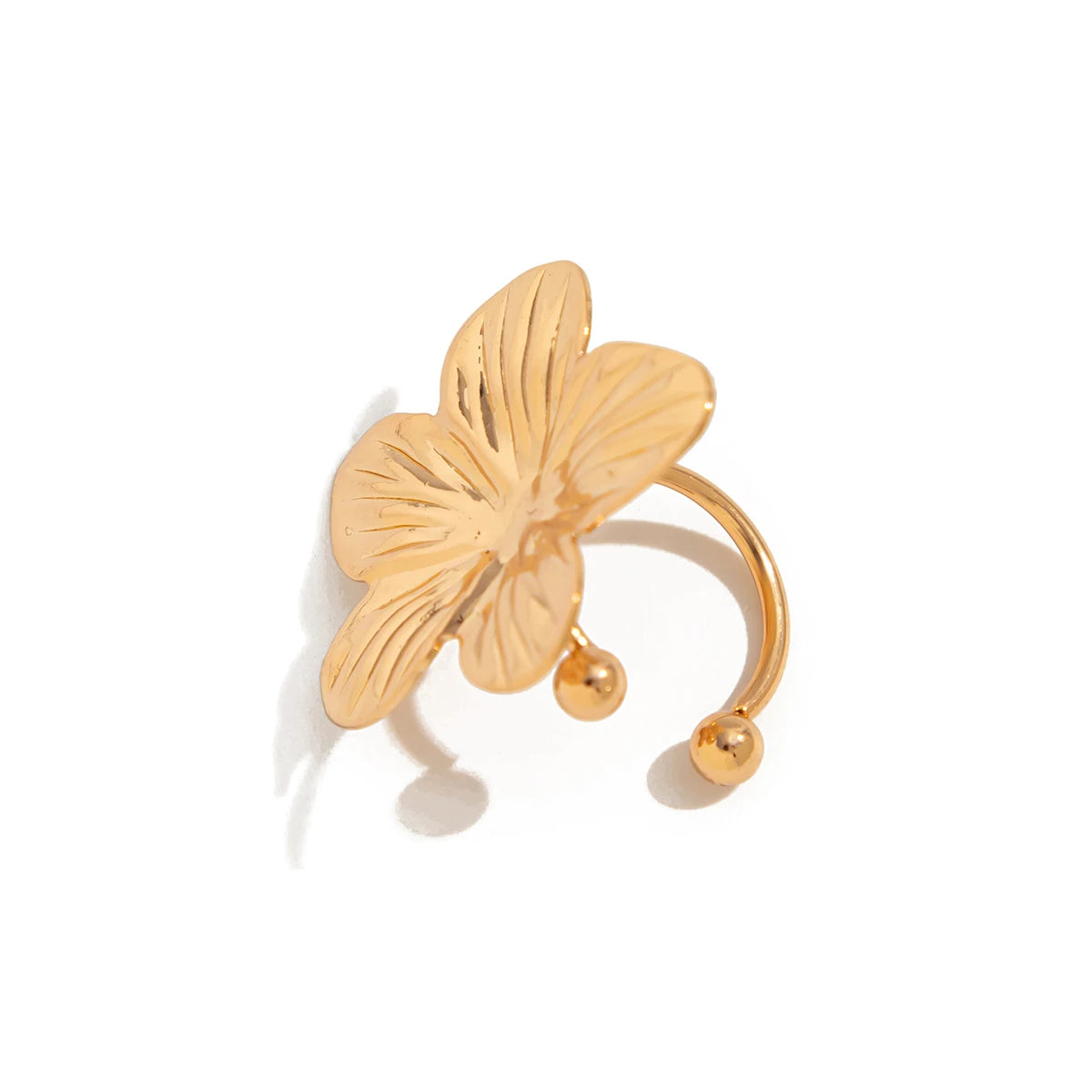 Kunjoe 2Pcs/Set Gold Color Flower Ear Clips Earrings Without Perforated For Women'S Fashion Petal Floral Ear Cuff Daily Jewelry