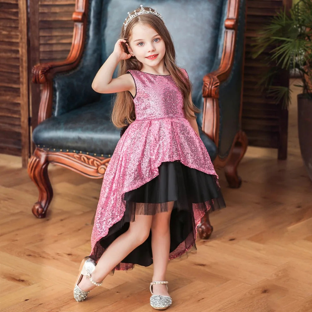 4-10 years Girls Dress Summer Baby Girls Flower sequins Dress High quality Party Princess Dress Kids Cotton Party girls Clothing
