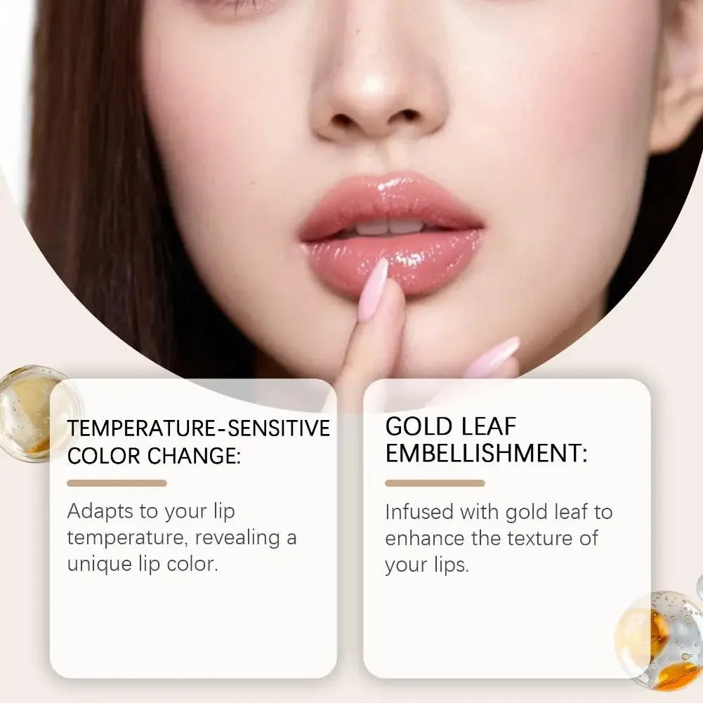 Color Changing Lipstick With Gold Flecks Moisturizing High Shine Fade Lip Line Lip Gloss Non Greasy Non-stick Hydrating Lip Balm