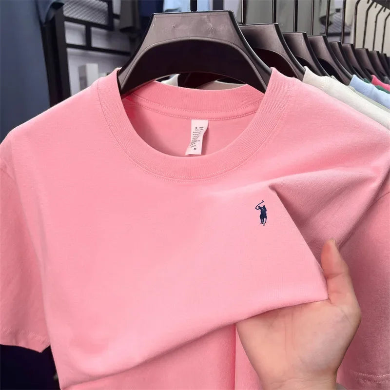 100_ cotton men's short sleeve T-shirt fashion brand Paul Pony embroidery summer new high-end comfortable casual round neck top