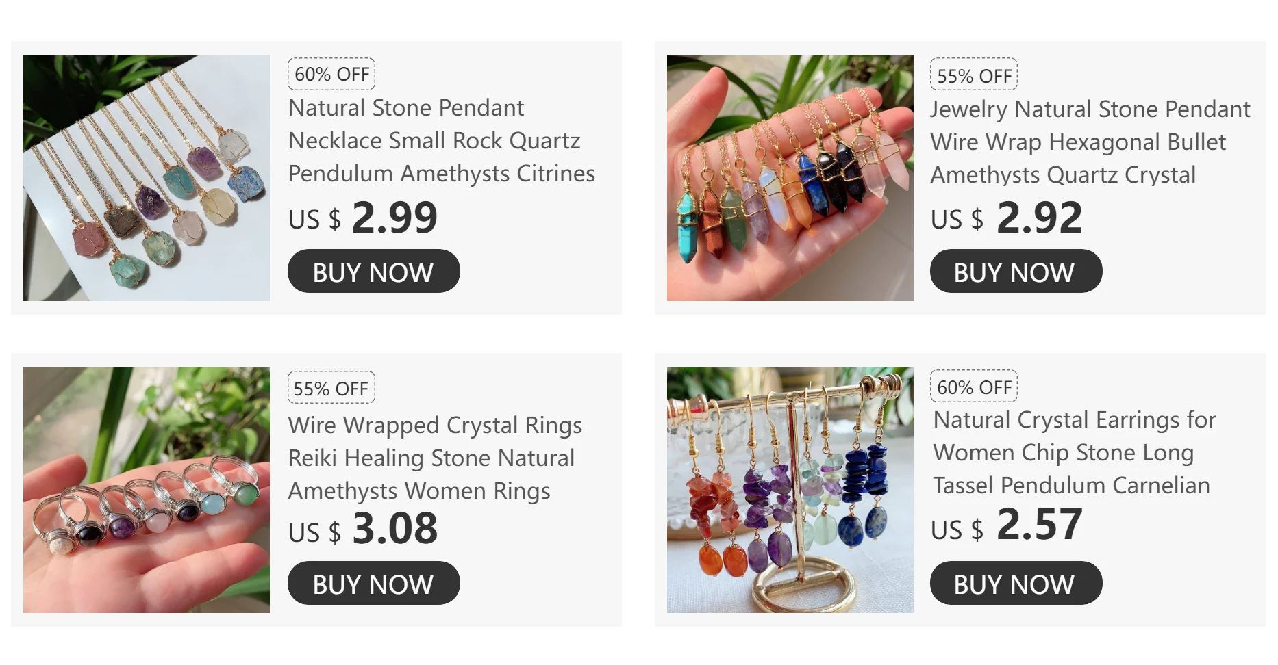 Korean Fashion Real Natural Crystal Stone Pendant Necklace Minimalist Jewelry Mini Small Heart Pendulum Steel Chain Women Choker
