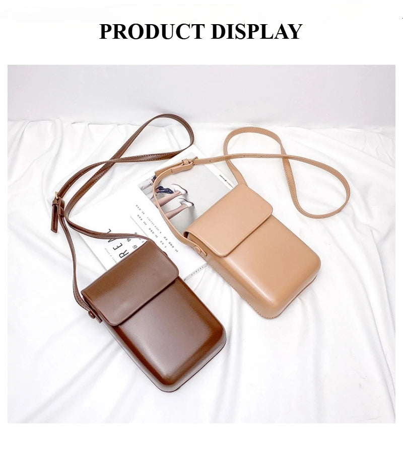 Flap Crossbody Bags Women Mini PU Leather Shoulder Purses and Handbags for Girls Ladies Phone Simple Solid Designer Bag