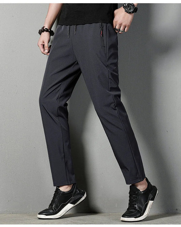 Men's Casual Pants Straight Slim Fit Elastic Waist Jogger Korean Classic Blue Black Gray Male Brand Trousers Plus Size 4XL 5XL