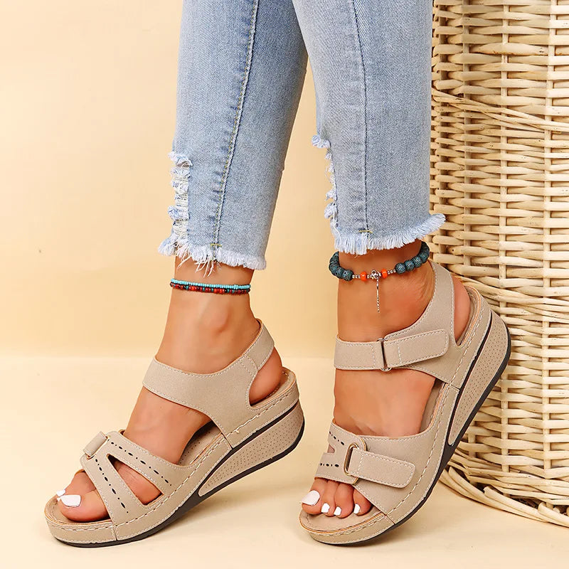Women's Wedge Platform Sandals - Open Toe Casual Beach Shoes