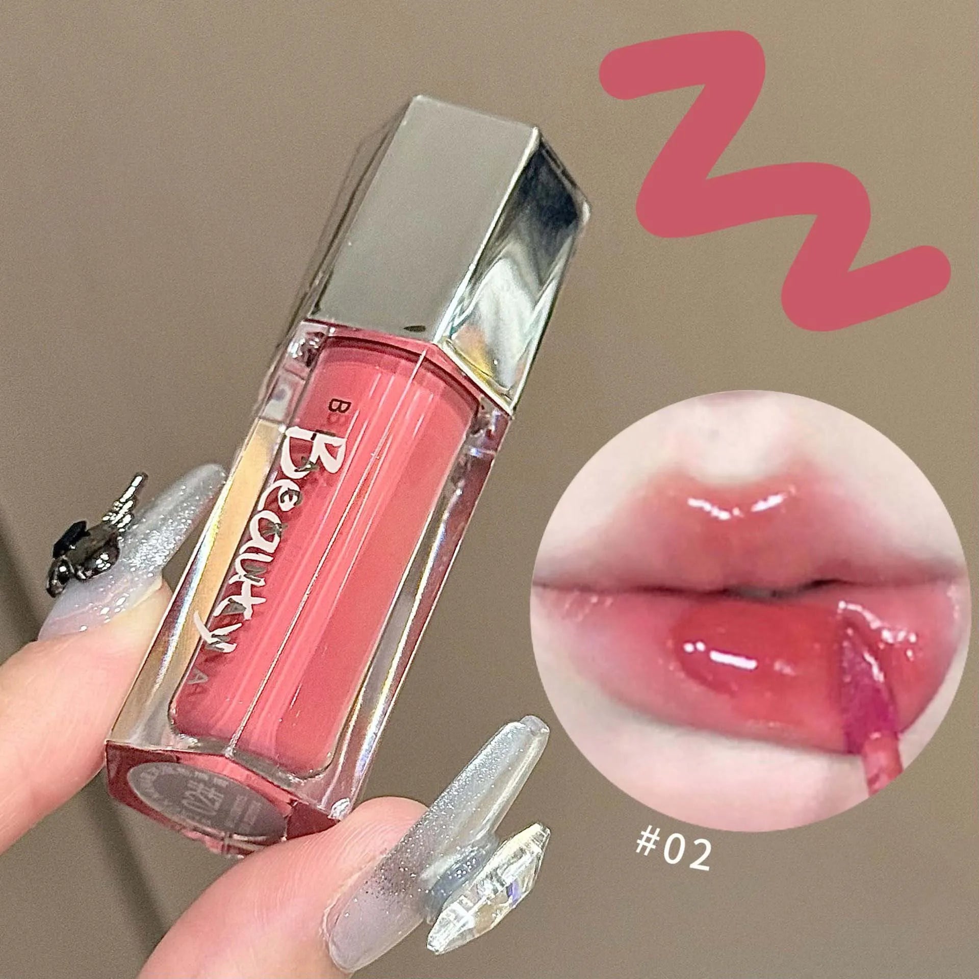 Ice Transparent Brown Lip Gloss Moisturizing Glossy Liquid Lipstick Water Light Glass Mirror Lip Glaze Long-lasting Beauty Lips