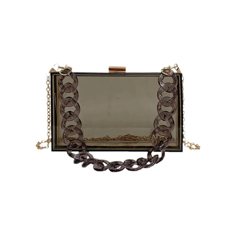 Fashionable Acrylic Handbag Women's Hot Sale Of The Season New Chain Box Bag Transparent Handbag Cross-Border Style Small Siz...