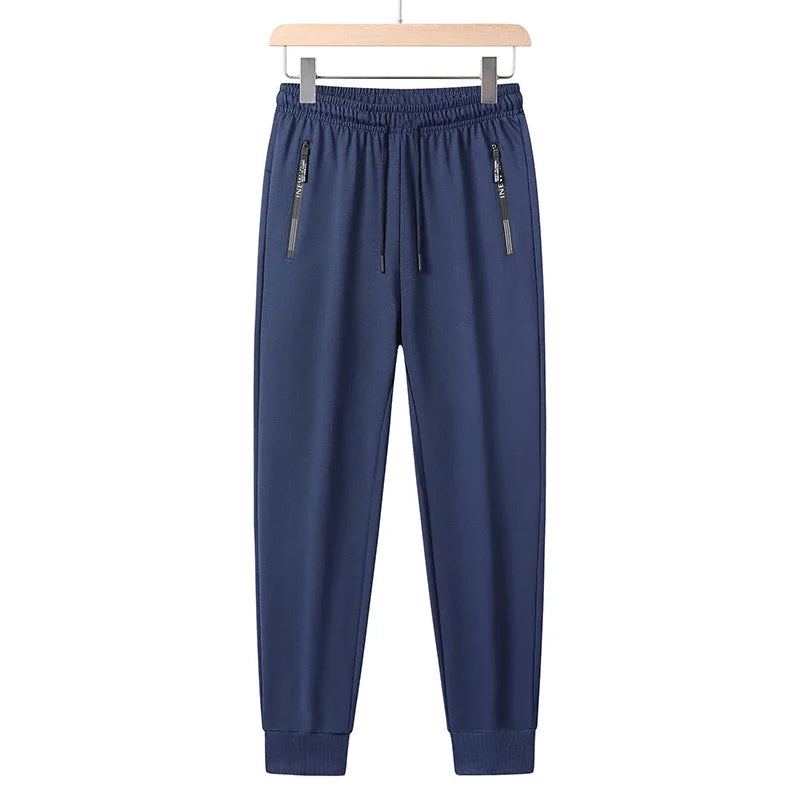 Summer Big Size Men'S Pant Drawstring Stretch Sport Jogger Trouser Male Plus Large Fit Zip Pocket 4Xl 5Xl 6Xl 7Xl 8Xl Grey Black