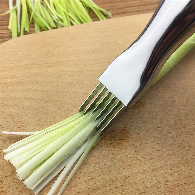 Kitchen Shred Silk The Knife, Stainless Steel Chopped Green Onion Knife, Curved Handle Design, Food Speedy Chopper Green Onion