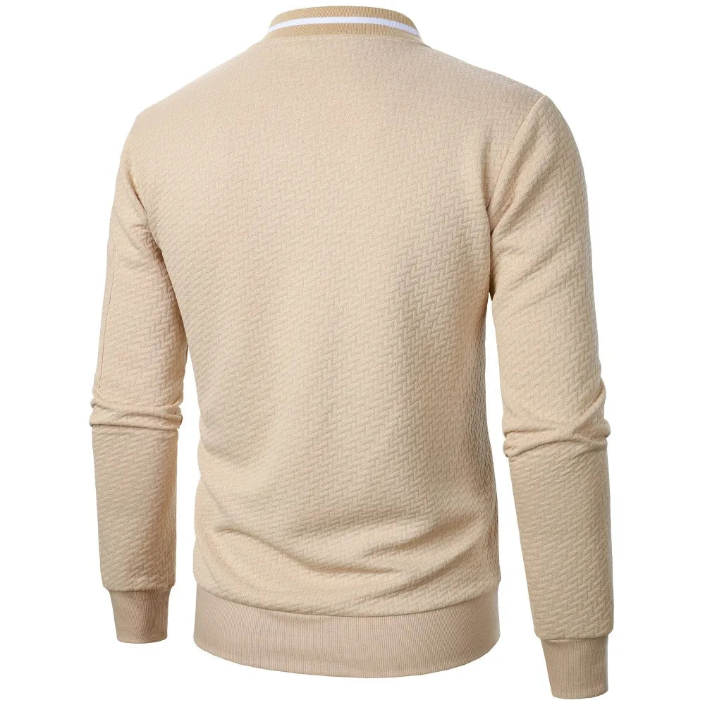 New Men's New Zip Stand Collar Sweatshirt Jacket Men's Casual Jacquard Cardigan Sweatshirts Baseball Jackets Men Clothing