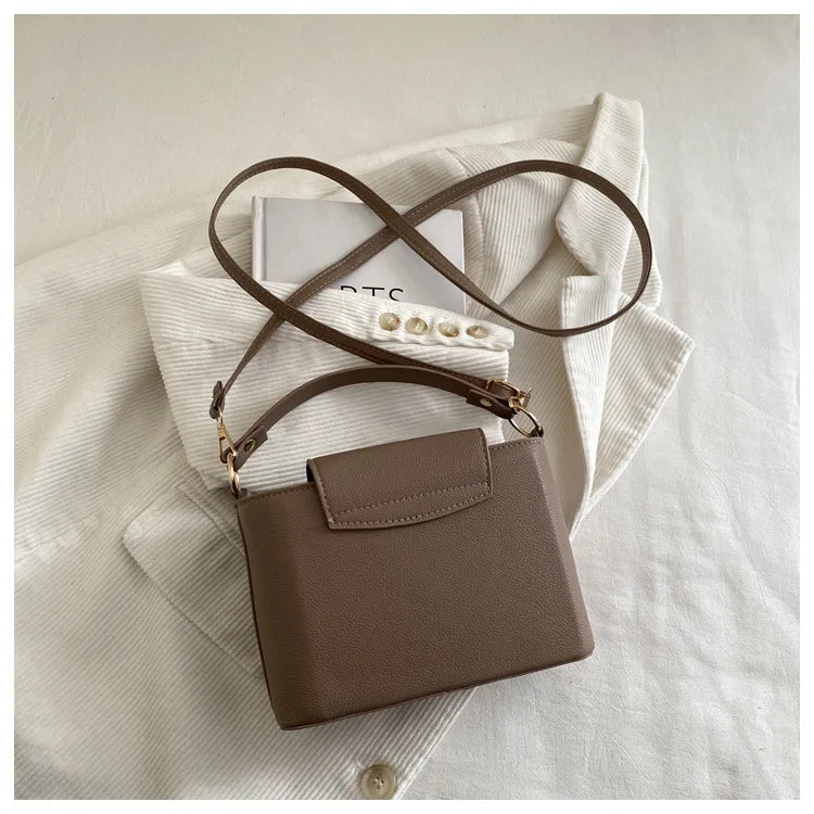 Minimalist Square Shoulder Bag - Women's PU Crossbody Handbag